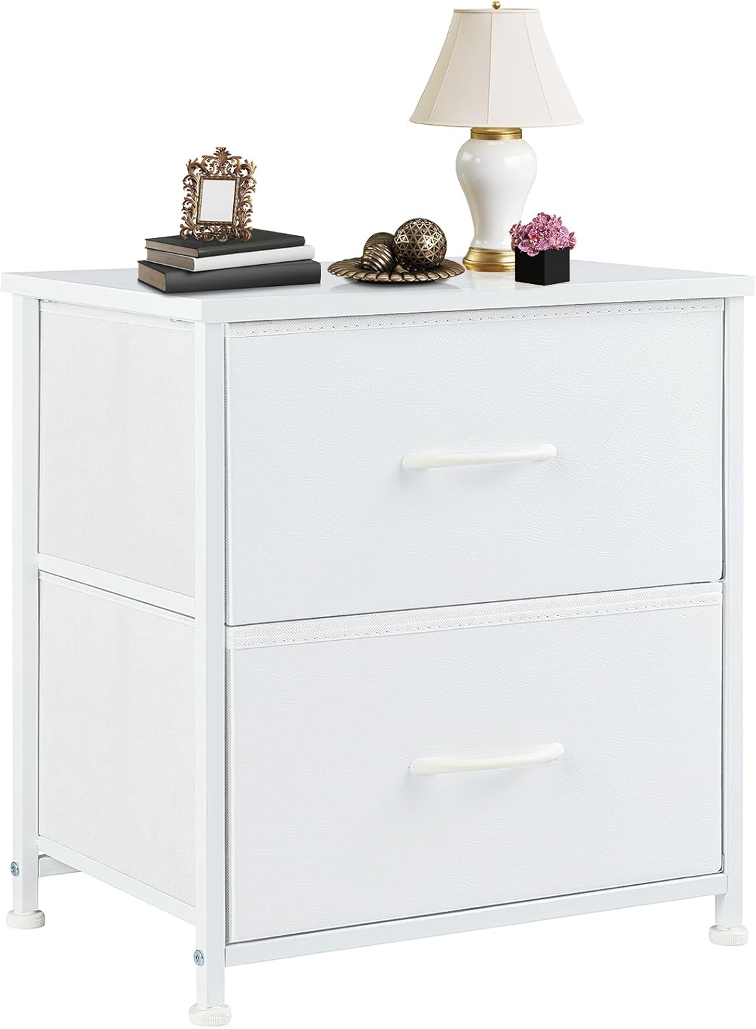 DUMOS Nightstand Small Dresser with 2 Fabric Drawers Side Tables Bedroom End Table Bedside Storage Furniture for 20 inch Tall Night Stand for Entryway, College Dorm, Classic Black