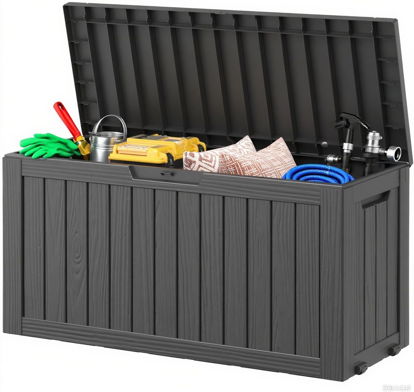 Outdoor Storage Box, Resin Deck Boxes Outdoor Waterproof For Patio Furniture, Garden Tools, Pool Supplies, Durable And UV Resistant, Lockable (31 Gallon, Black)