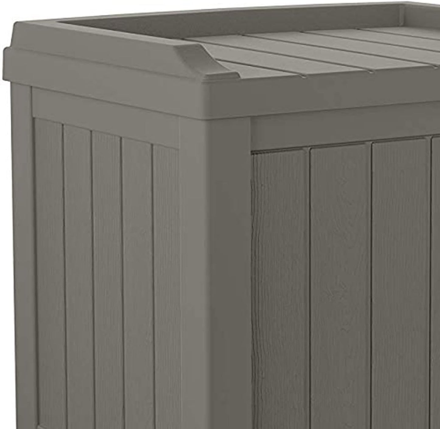 Suncast Outdoor Storage Box - 22 Gallon Stone Gray Resin Outdoor Deck Box with Seat, Weatherproof Patio Storage Bin Container for Keeping Cushions, Tools, & Towels for Pool, Yard, & Garden