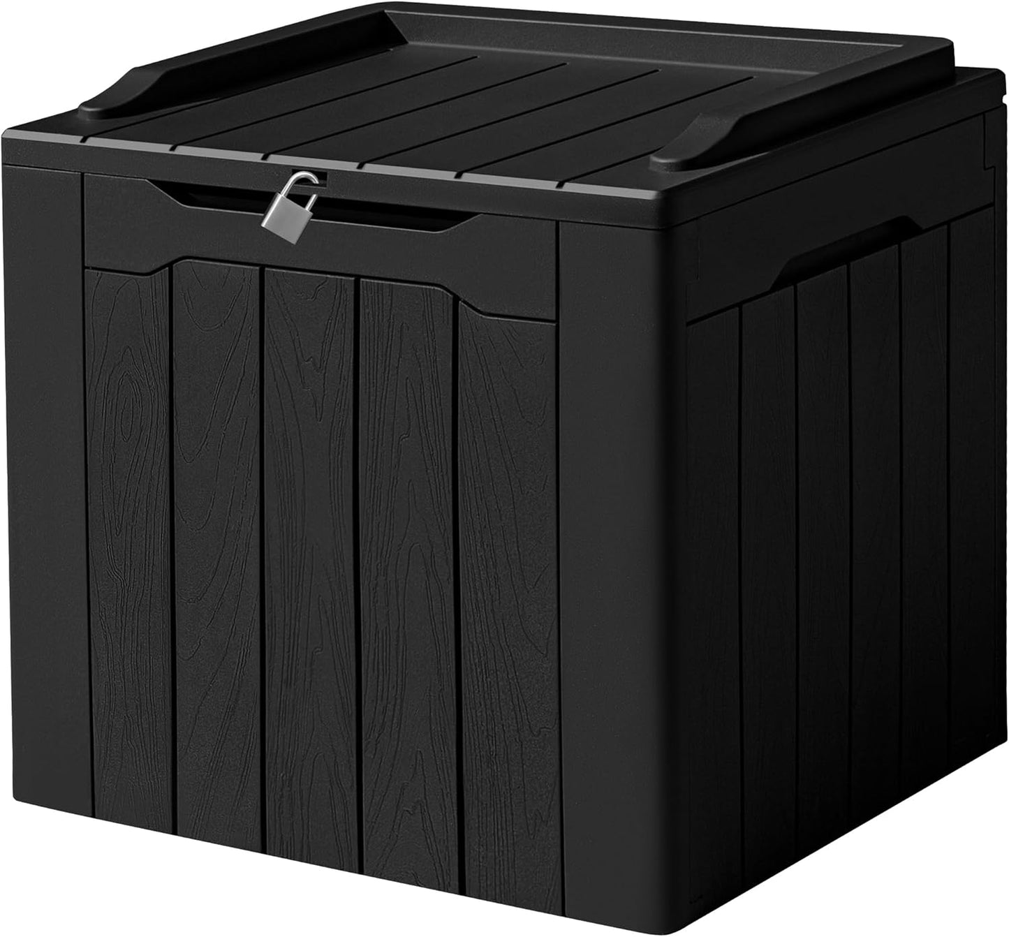 Devoko 100 Gallon Waterproof Large Resin Deck Box Outdoor Storage Box Indoor Lockable Storage Container with Cushion for Patio Furniture Garden Pool Cushions (Black)