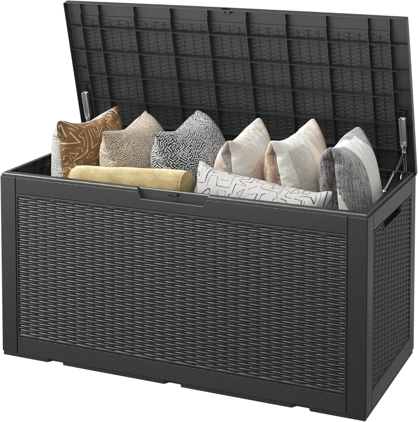 Outdoor Storage Box, Resin Deck Boxes Outdoor Waterproof For Patio Furniture, Garden Tools, Pool Supplies, Durable And UV Resistant, Lockable (31 Gallon, Black)