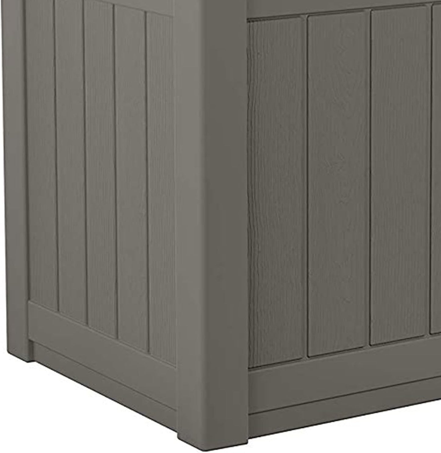 Suncast Outdoor Storage Box - 22 Gallon Stone Gray Resin Outdoor Deck Box with Seat, Weatherproof Patio Storage Bin Container for Keeping Cushions, Tools, & Towels for Pool, Yard, & Garden