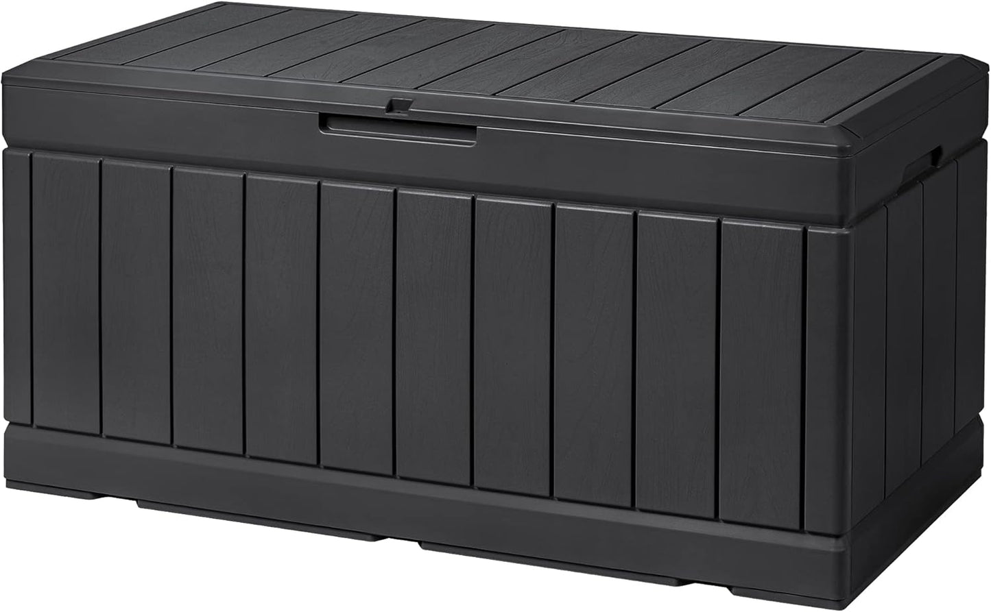Devoko 100 Gallon Waterproof Large Resin Deck Box Outdoor Storage Box Indoor Lockable Storage Container with Cushion for Patio Furniture Garden Pool Cushions (Black)