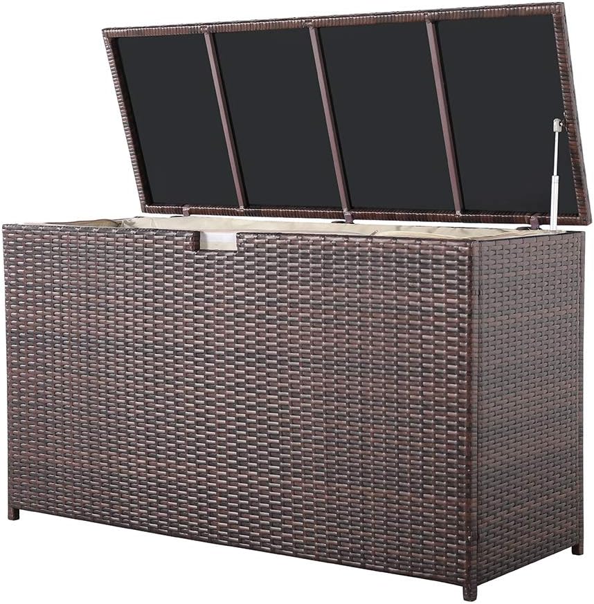 Super Patio Outdoor Patio Storage Box Waterproof, Wicker Storage Bin Deck Box for Cushions, Garden Tools, 88 Gallon, Gray
