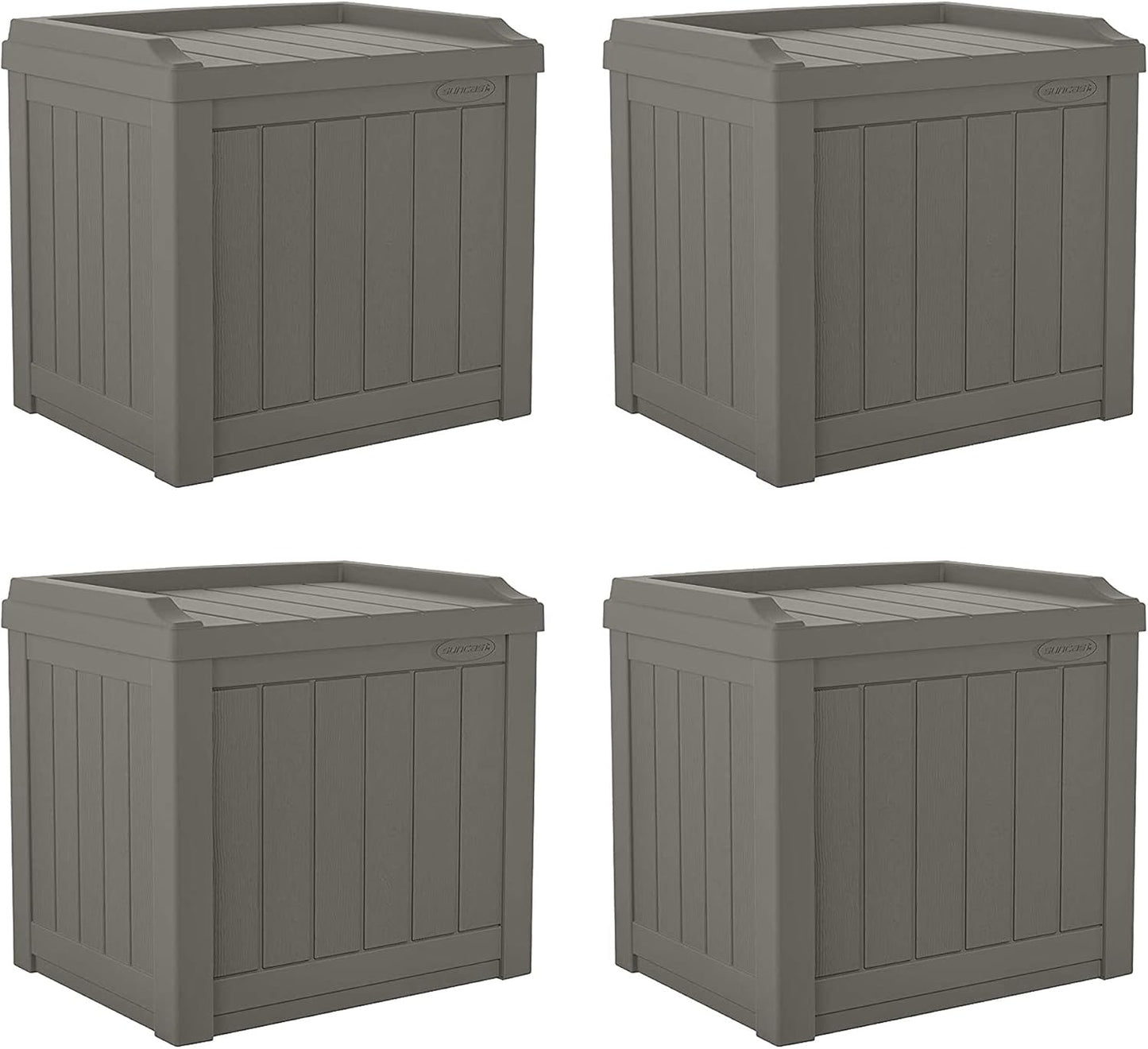 Suncast Outdoor Storage Box - 22 Gallon Stone Gray Resin Outdoor Deck Box with Seat, Weatherproof Patio Storage Bin Container for Keeping Cushions, Tools, & Towels for Pool, Yard, & Garden