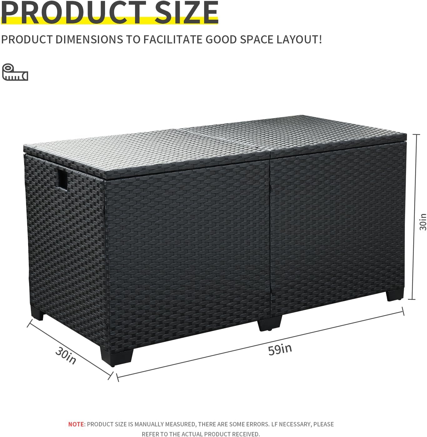 180 Gallon Deck Storage Box Outdoor Storage Box Large Pool Storage Bin with Waterproof Lining Bag Cushion Storage Bin Outdoor, Black