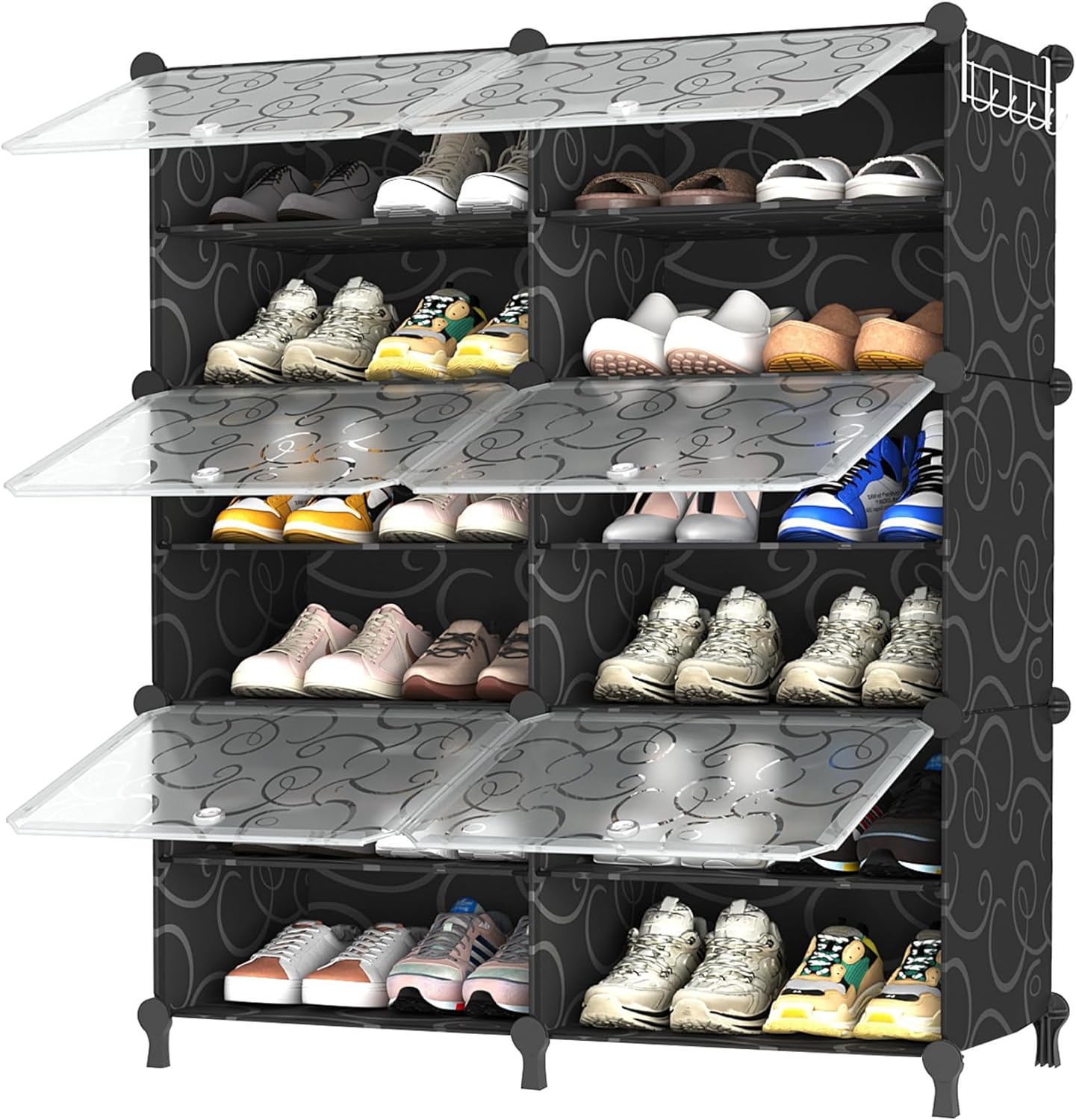 AWTATOS Shoe Rack, 6 Tier Shoe Storage Cabinet with Door, 32 Pair Shoe Organizer Shelves for Closet Hallway Bedroom Entryway, White