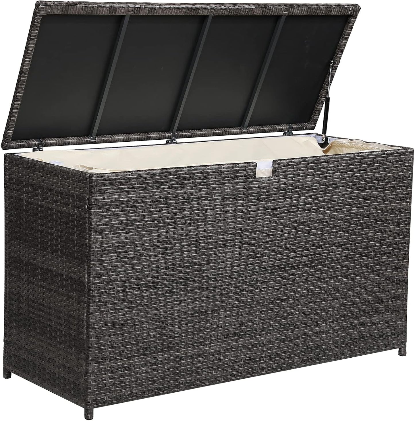 Super Patio Outdoor Patio Storage Box Waterproof, Wicker Storage Bin Deck Box for Cushions, Garden Tools, 88 Gallon, Gray
