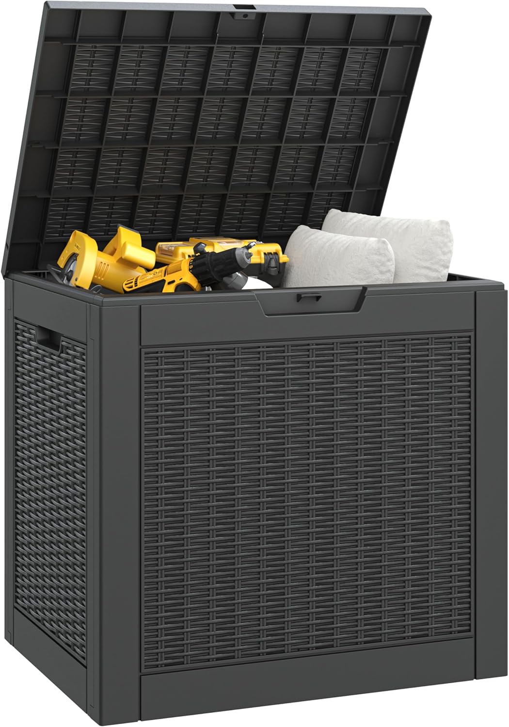 Outdoor Storage Box, Resin Deck Boxes Outdoor Waterproof For Patio Furniture, Garden Tools, Pool Supplies, Durable And UV Resistant, Lockable (31 Gallon, Black)