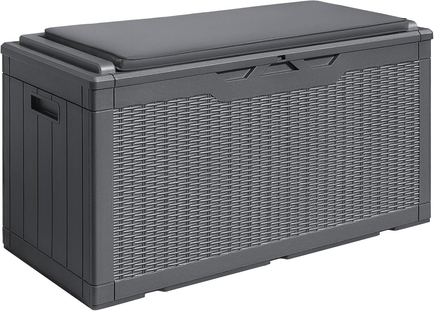 Devoko 100 Gallon Waterproof Large Resin Deck Box Outdoor Storage Box Indoor Lockable Storage Container with Cushion for Patio Furniture Garden Pool Cushions (Black)