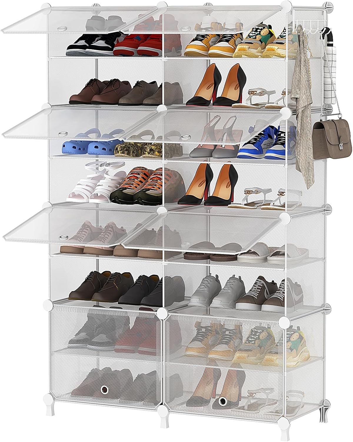 AWTATOS Shoe Rack, 6 Tier Shoe Storage Cabinet with Door, 32 Pair Shoe Organizer Shelves for Closet Hallway Bedroom Entryway, White