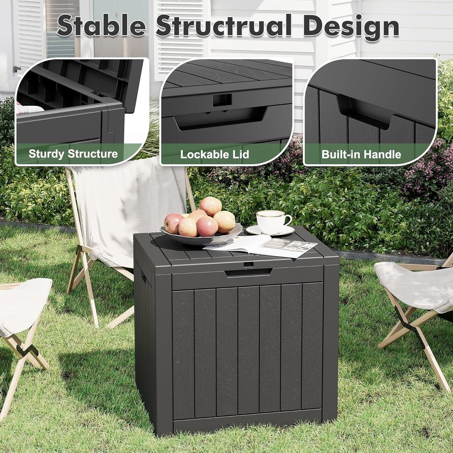 Outdoor Storage Box, Resin Deck Boxes Outdoor Waterproof For Patio Furniture, Garden Tools, Pool Supplies, Durable And UV Resistant, Lockable (31 Gallon, Black)