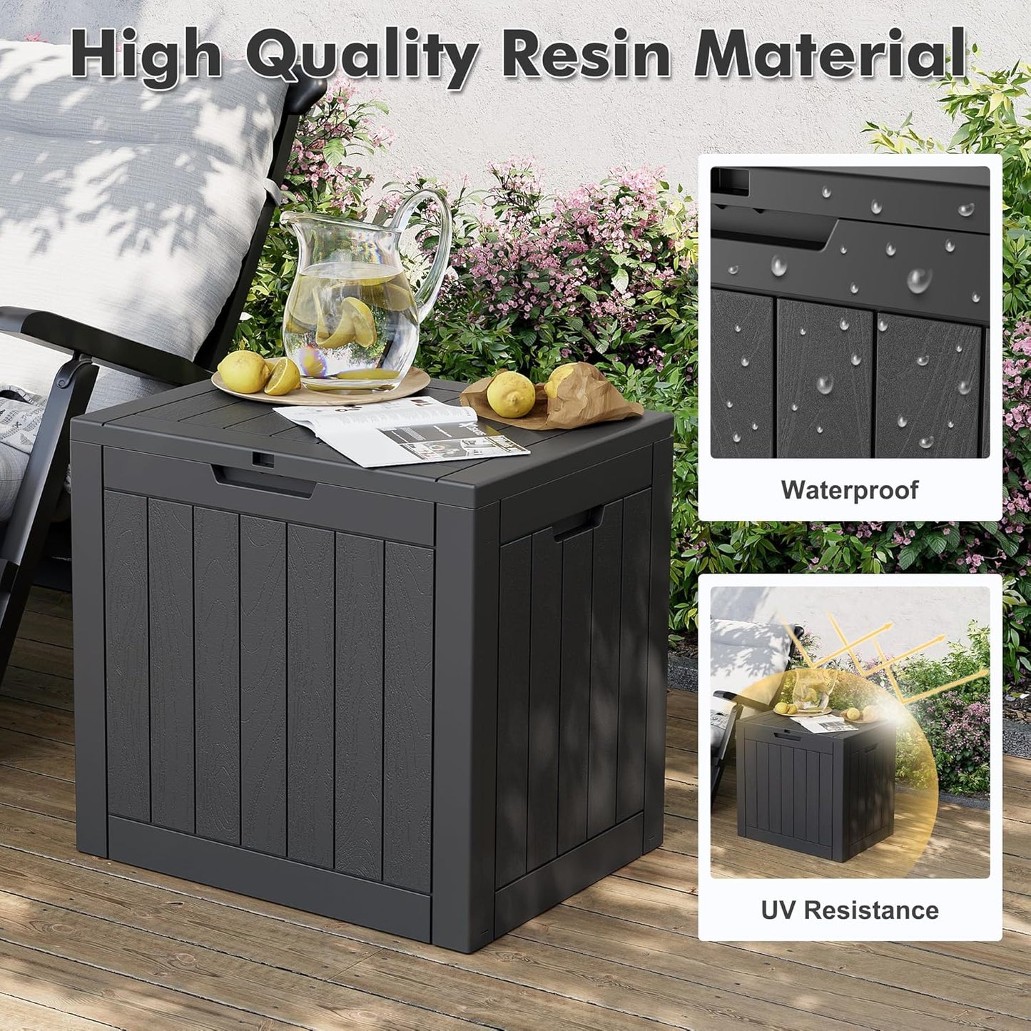 Outdoor Storage Box, Resin Deck Boxes Outdoor Waterproof For Patio Furniture, Garden Tools, Pool Supplies, Durable And UV Resistant, Lockable (31 Gallon, Black)
